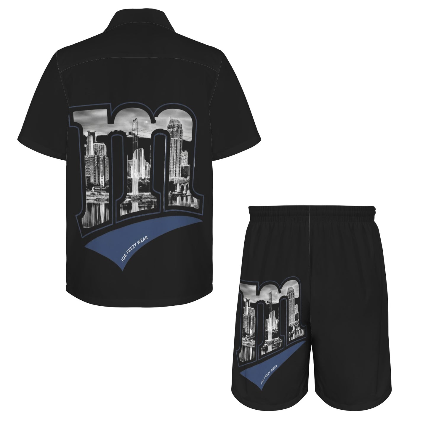 m gold gray Men's Shirt and Shorts Outfit