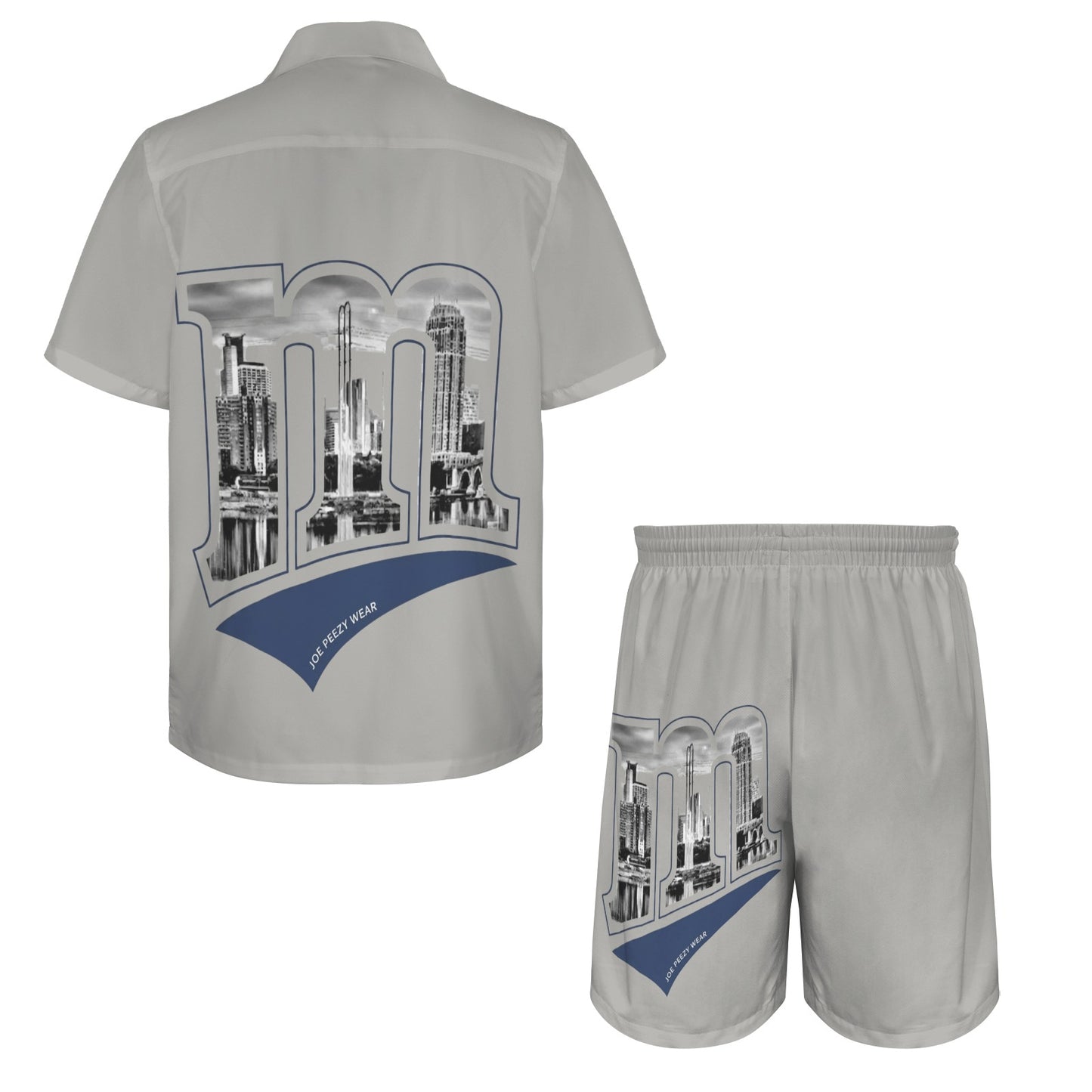 m gold gray Men's Shirt and Shorts Outfit
