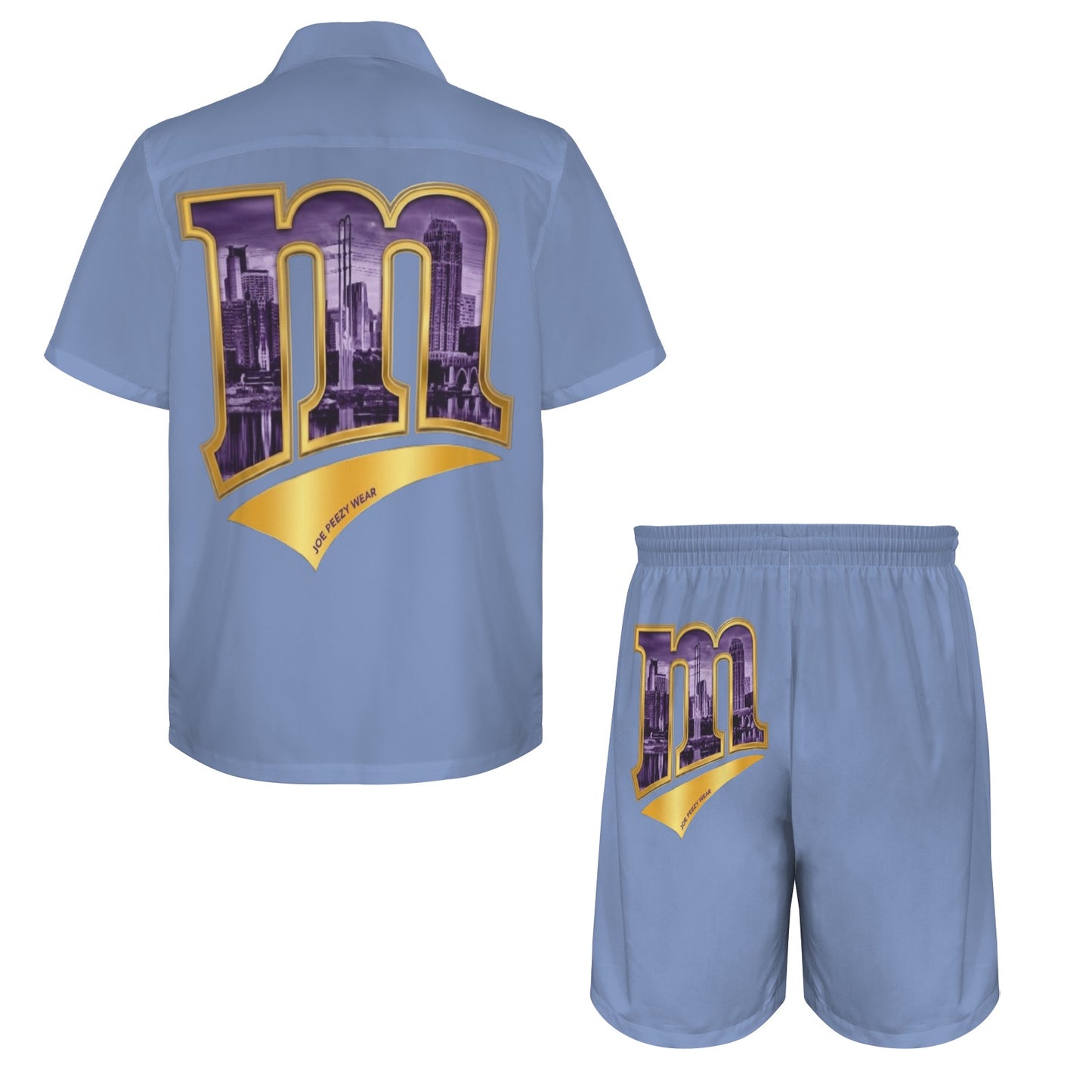 m gold purple Men's Shirt and Shorts Outfit