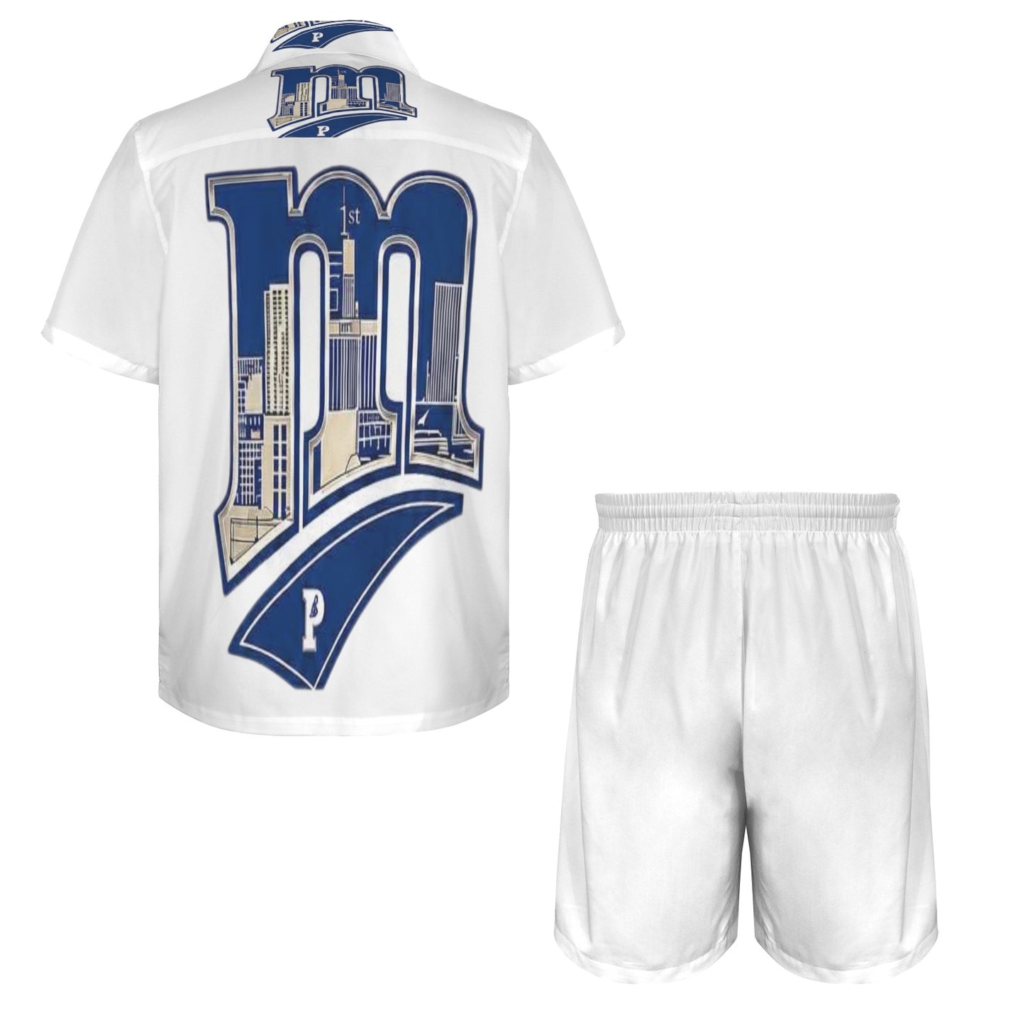 m gold gray Men's Shirt and Shorts Outfit