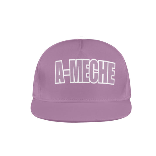 A-Meche All Over Print Snapback Hat/Purple & White Letters