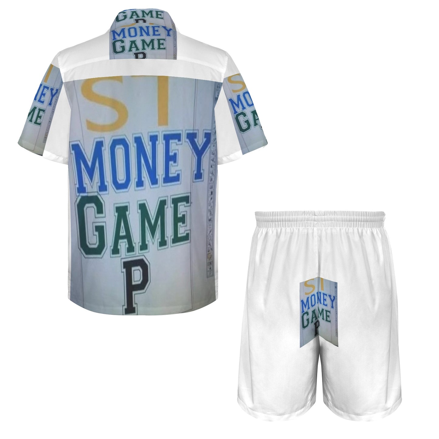 m gray white Men's Shirt and Shorts Outfit