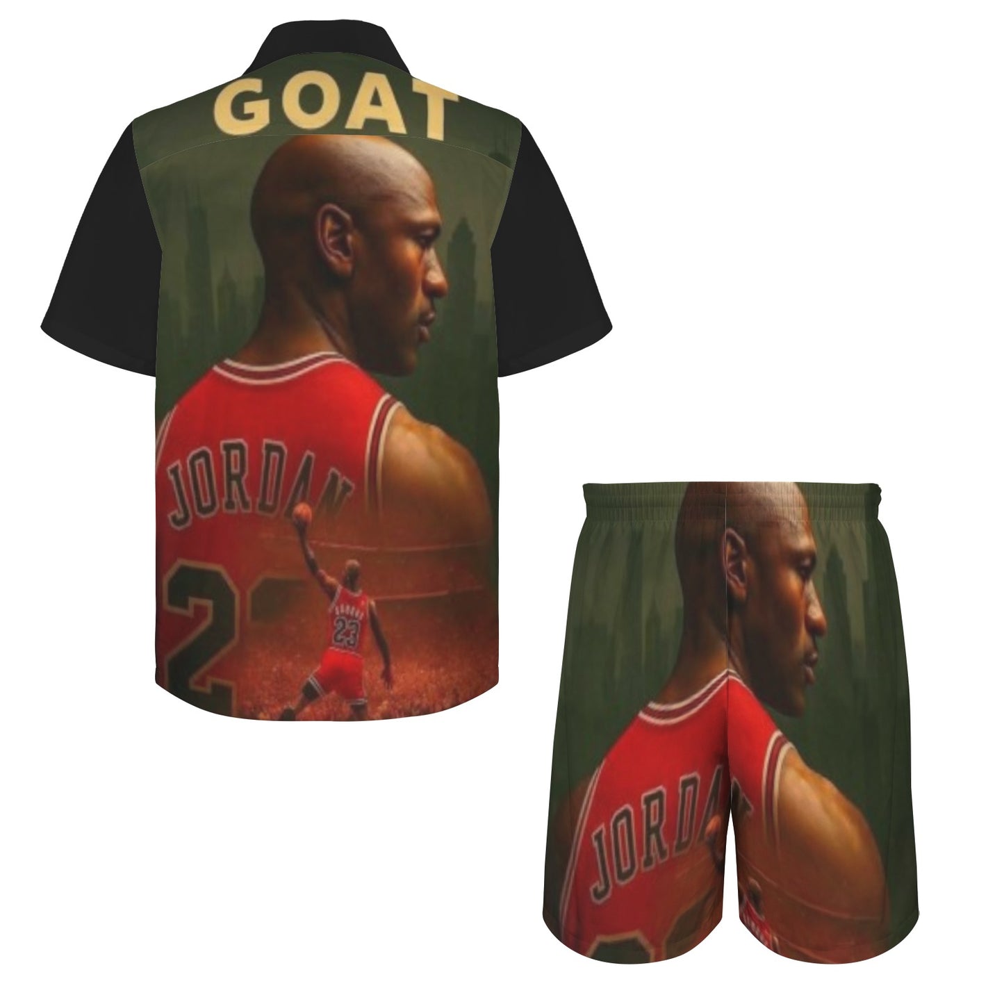 mj 2piece redid blCK Men's Shirt and Shorts Outfit