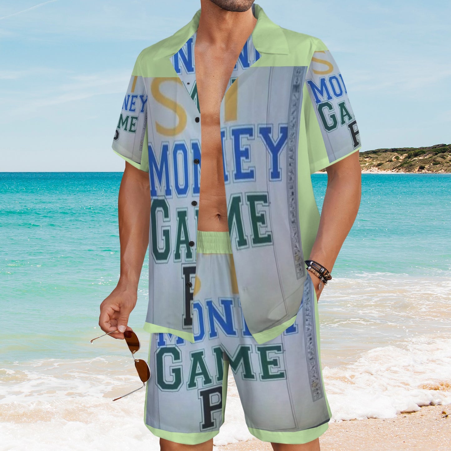 m gray white Men's Shirt and Shorts Outfit