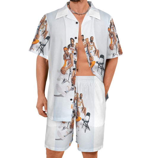 m gray white Men's Shirt and Shorts Outfit