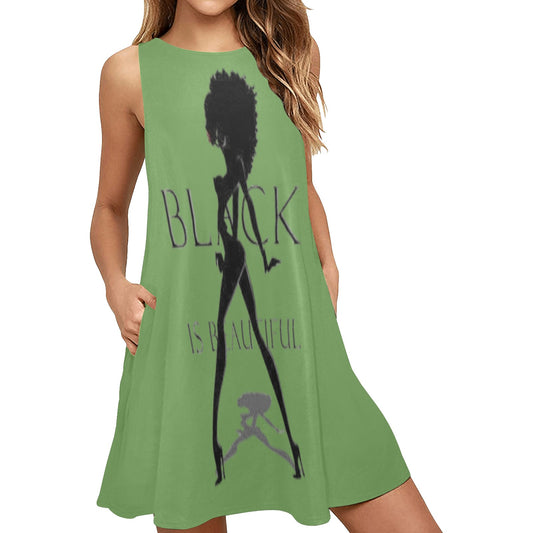 Copy of Copy of Copy of Joe Peezy Wear LLC (60 x 40 in) (4320 x 2880 px) Sleeveless A-Line Pocket Dress (Model D57)