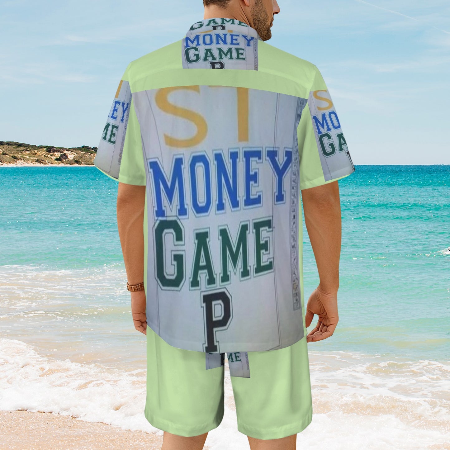 m gray white Men's Shirt and Shorts Outfit