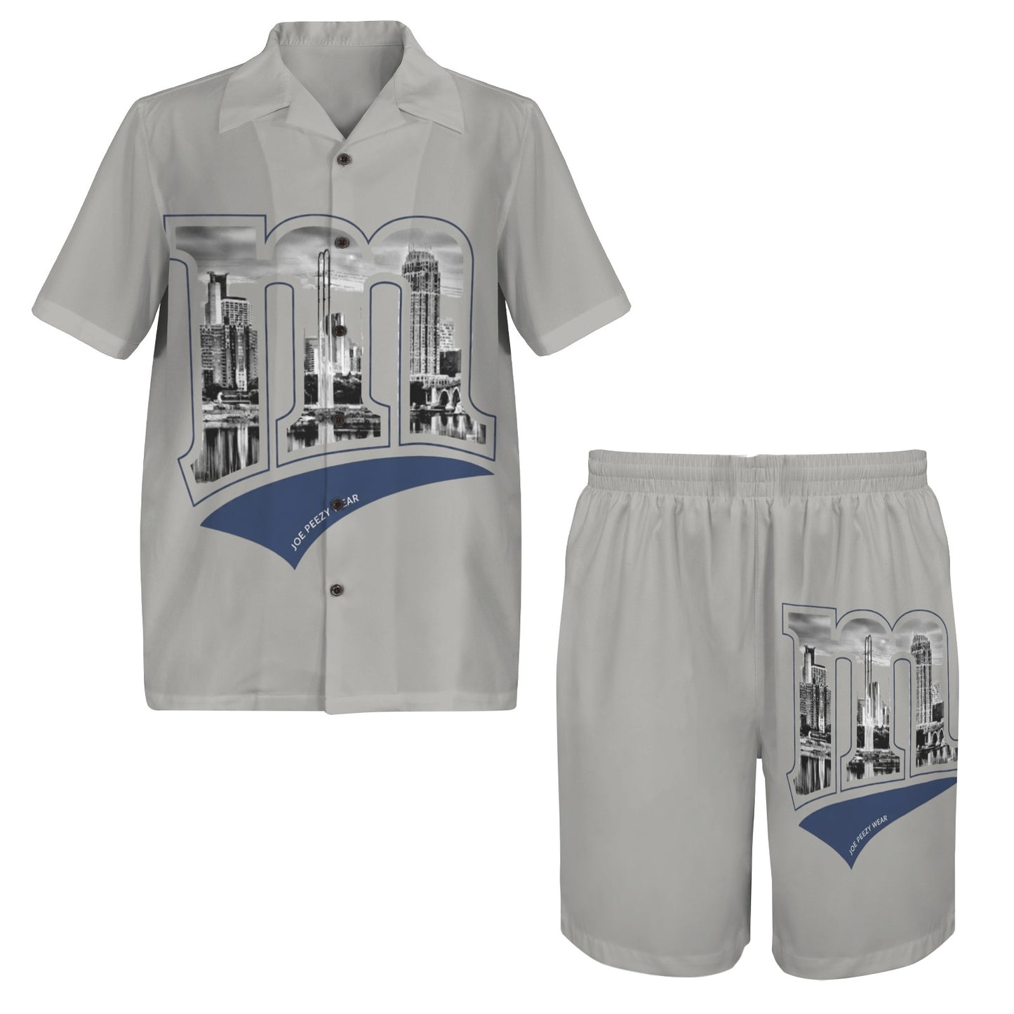 m gold gray Men's Shirt and Shorts Outfit