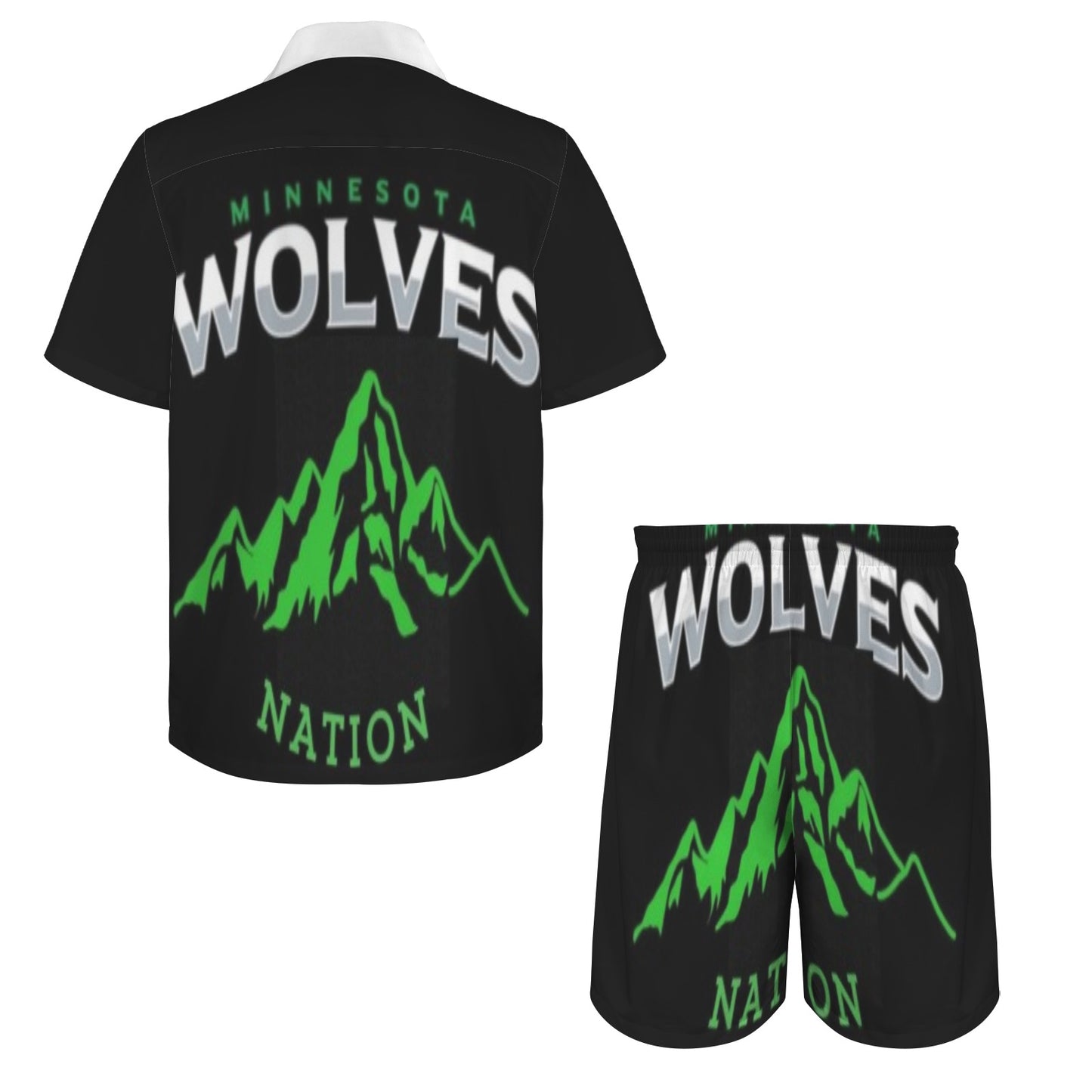tw redid white color/black 2 piece Men's Shirt and Shorts Outfit