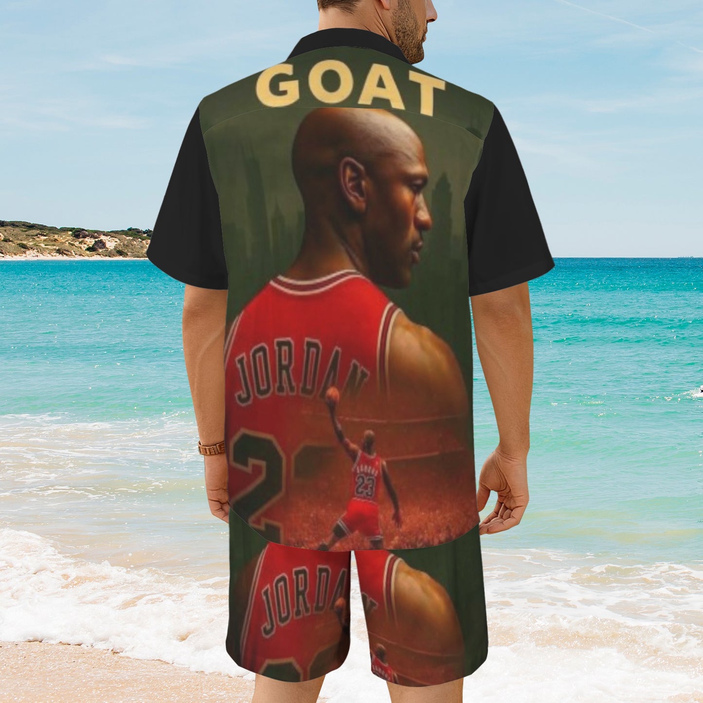 mj 2piece redid blCK Men's Shirt and Shorts Outfit