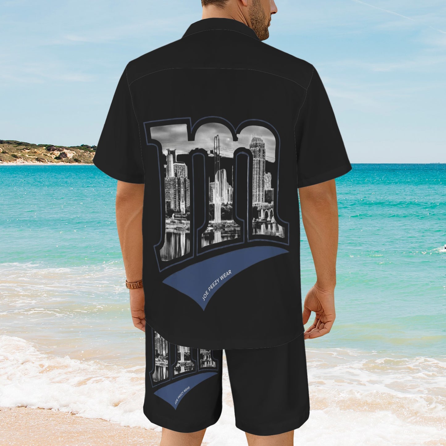 m gold gray Men's Shirt and Shorts Outfit