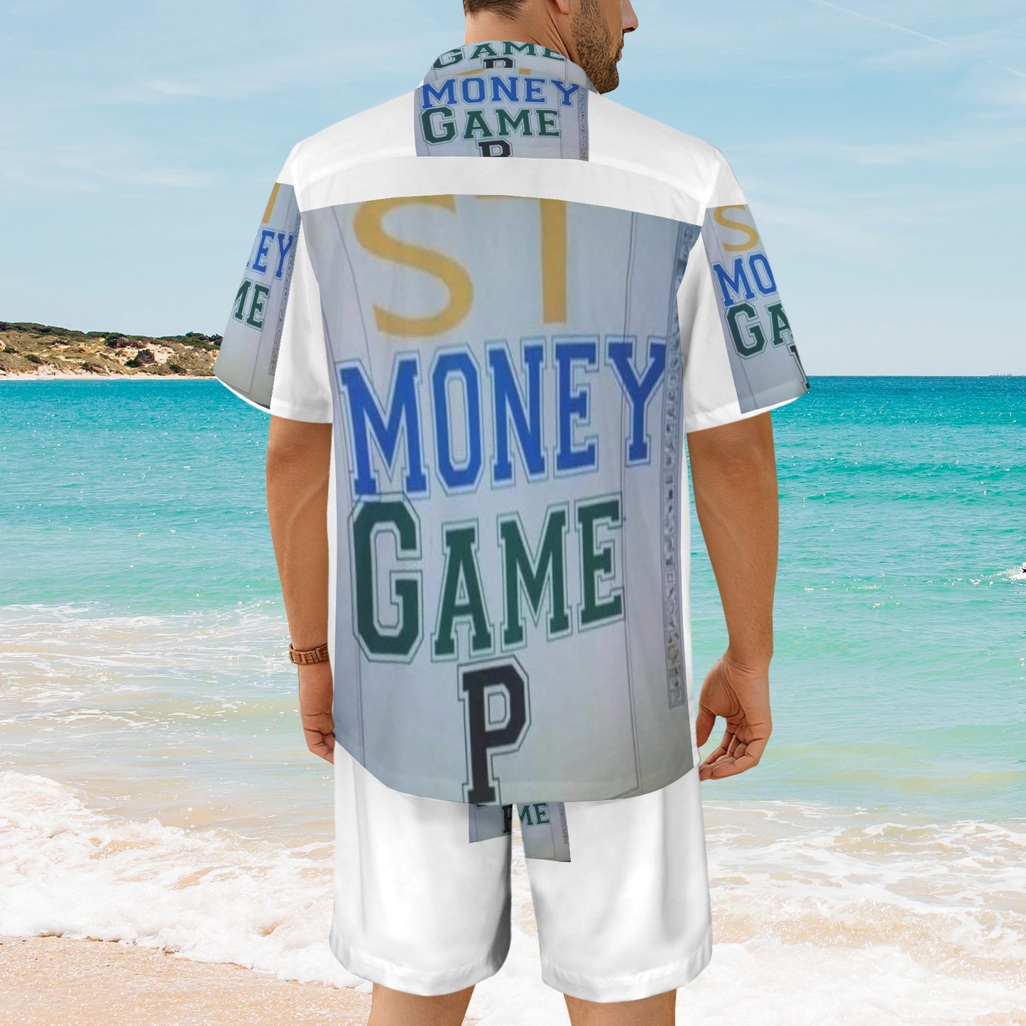 m gray white Men's Shirt and Shorts Outfit