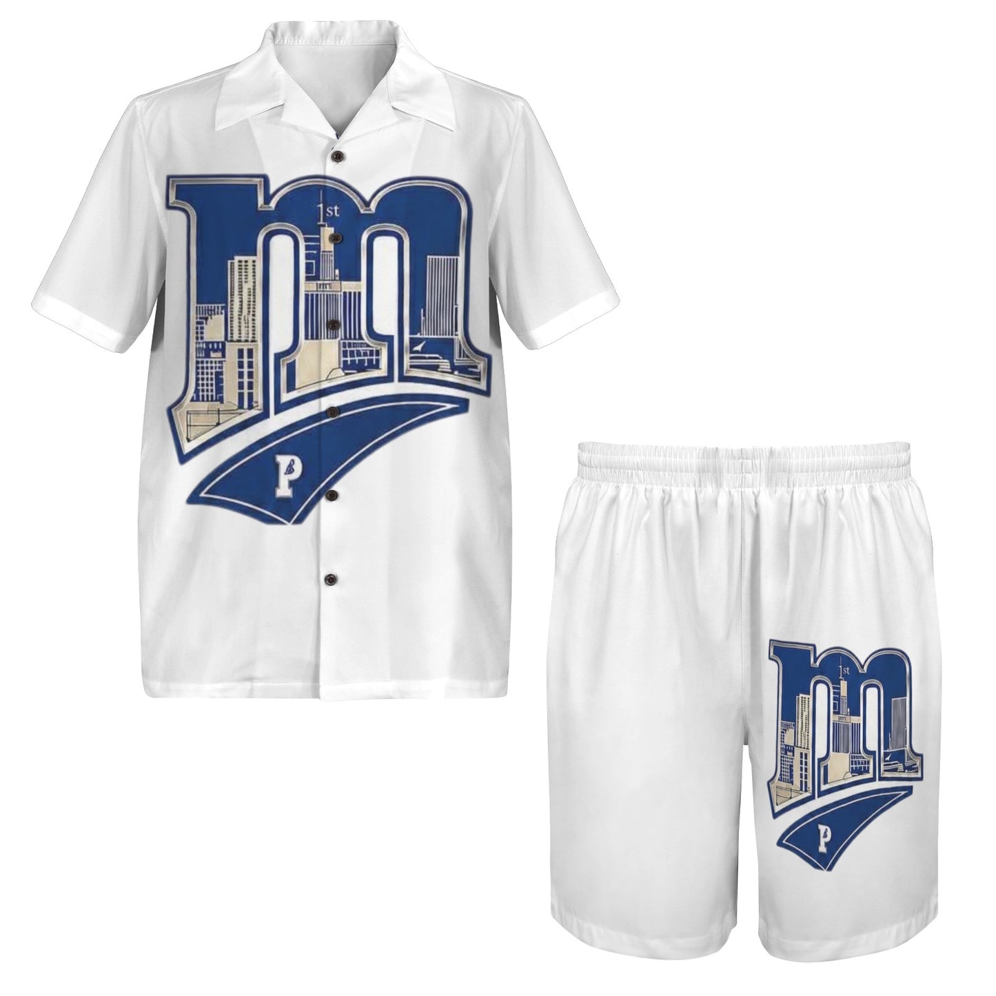 m gray white Men's Shirt and Shorts Outfit