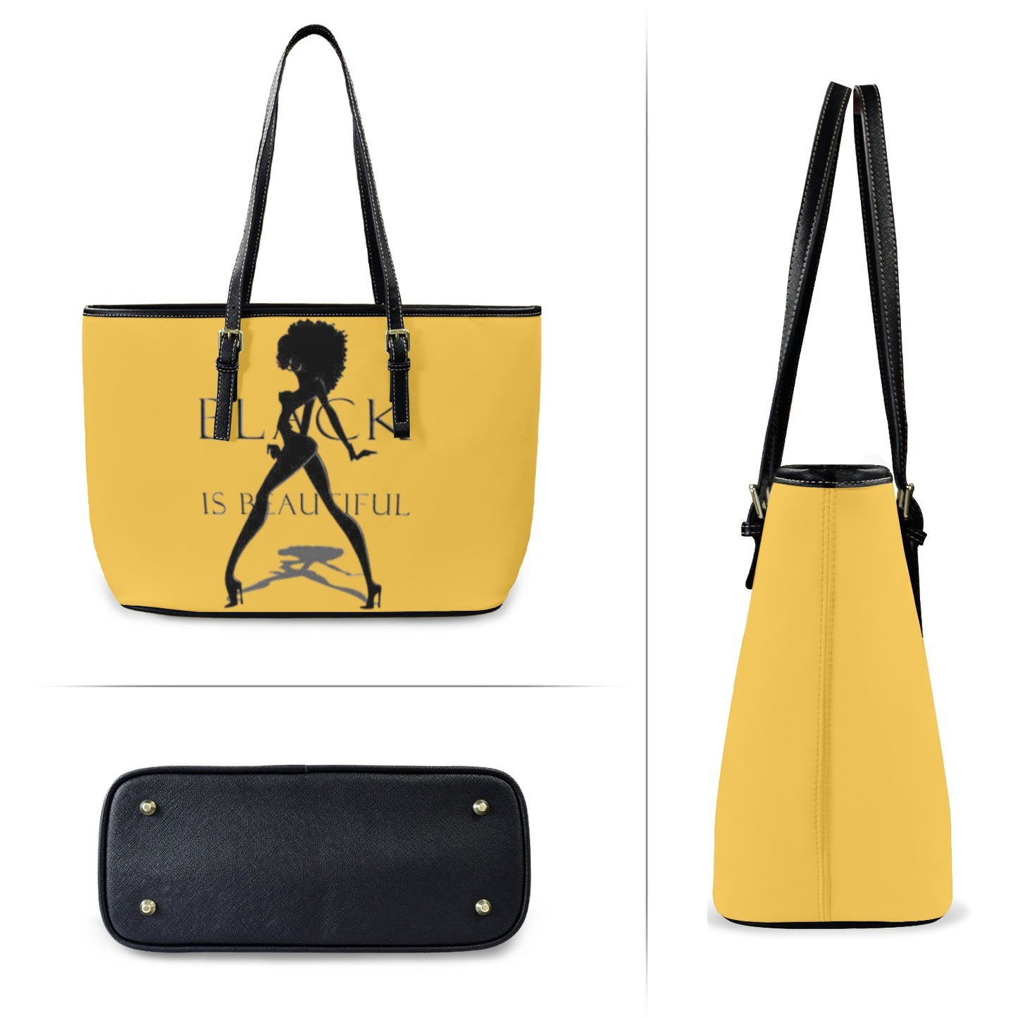 redid tote bag gold Leather Tote Bag-Large (Front&Back Printing) (1651)