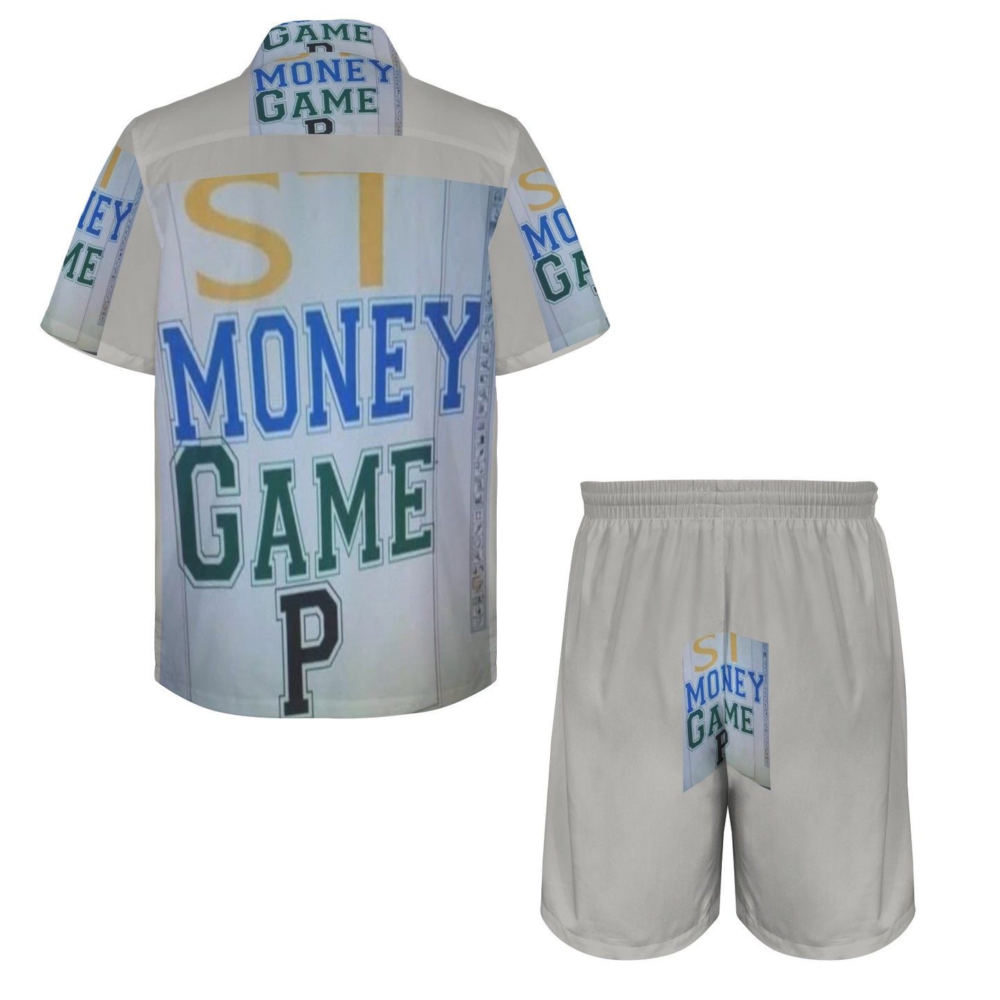 m gray white Men's Shirt and Shorts Outfit