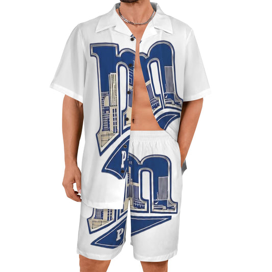 m gold gray Men's Shirt and Shorts Outfit
