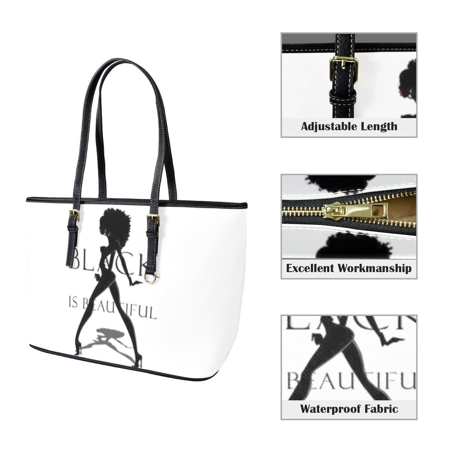 redid tote bag red Leather Tote Bag-Large (Front&Back Printing) (1651)