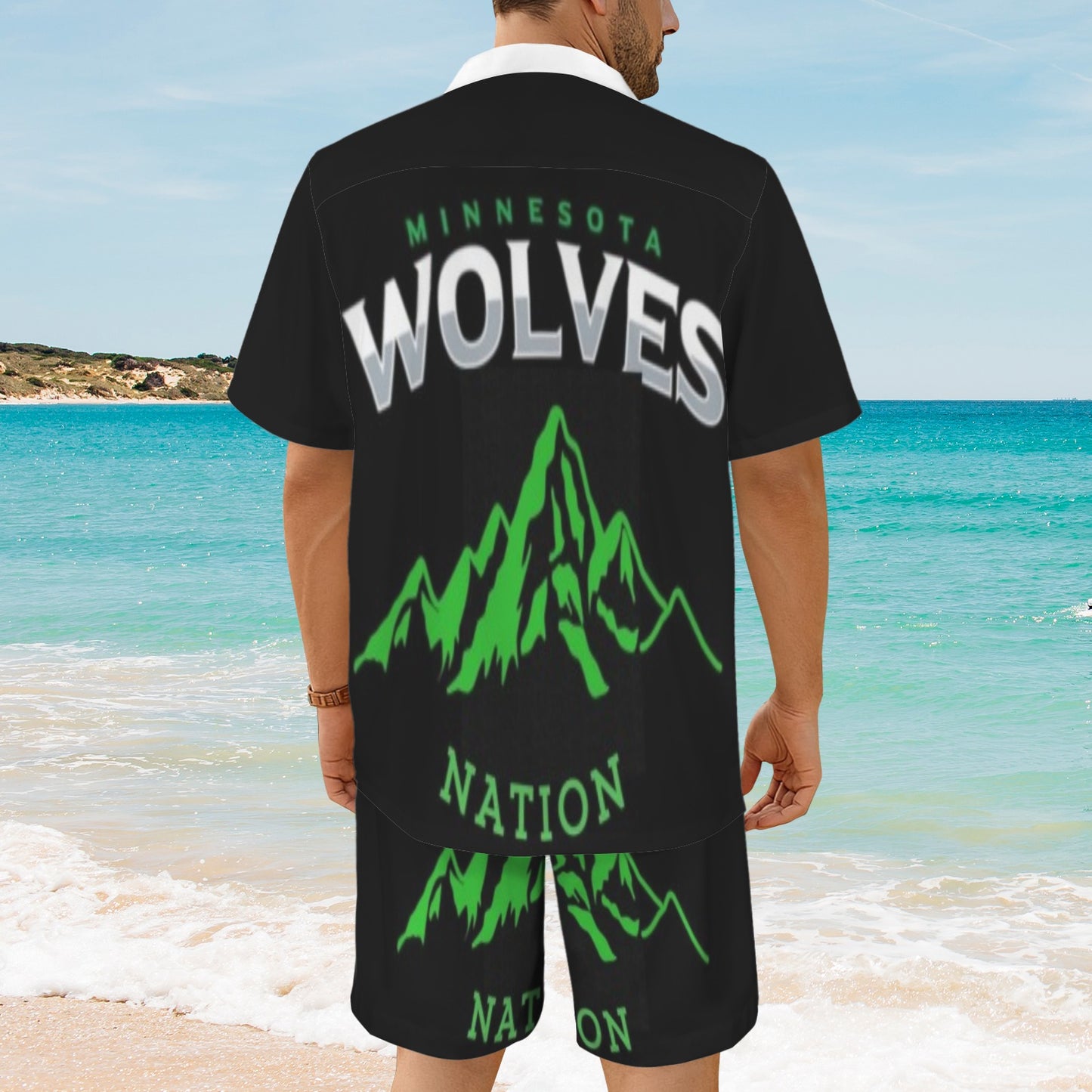 tw redid white color/black 2 piece Men's Shirt and Shorts Outfit