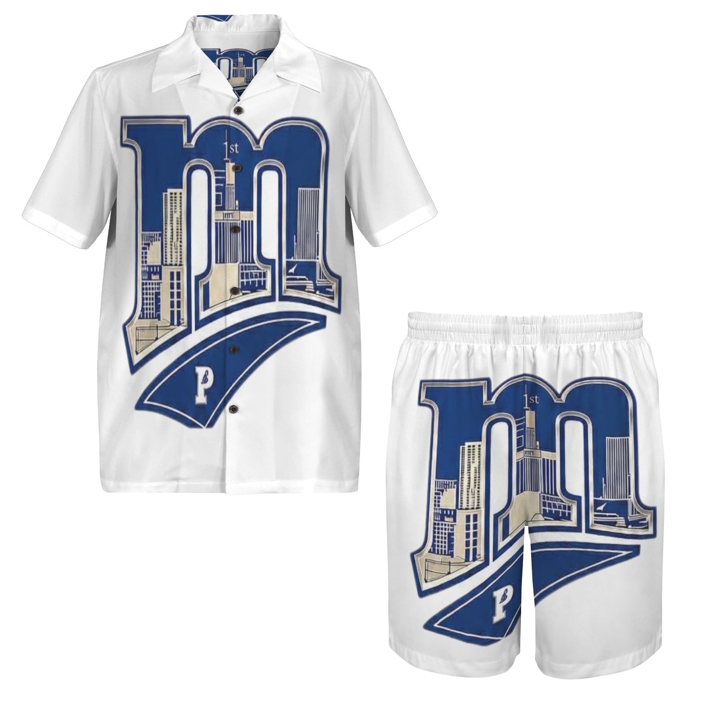 m gold gray Men's Shirt and Shorts Outfit