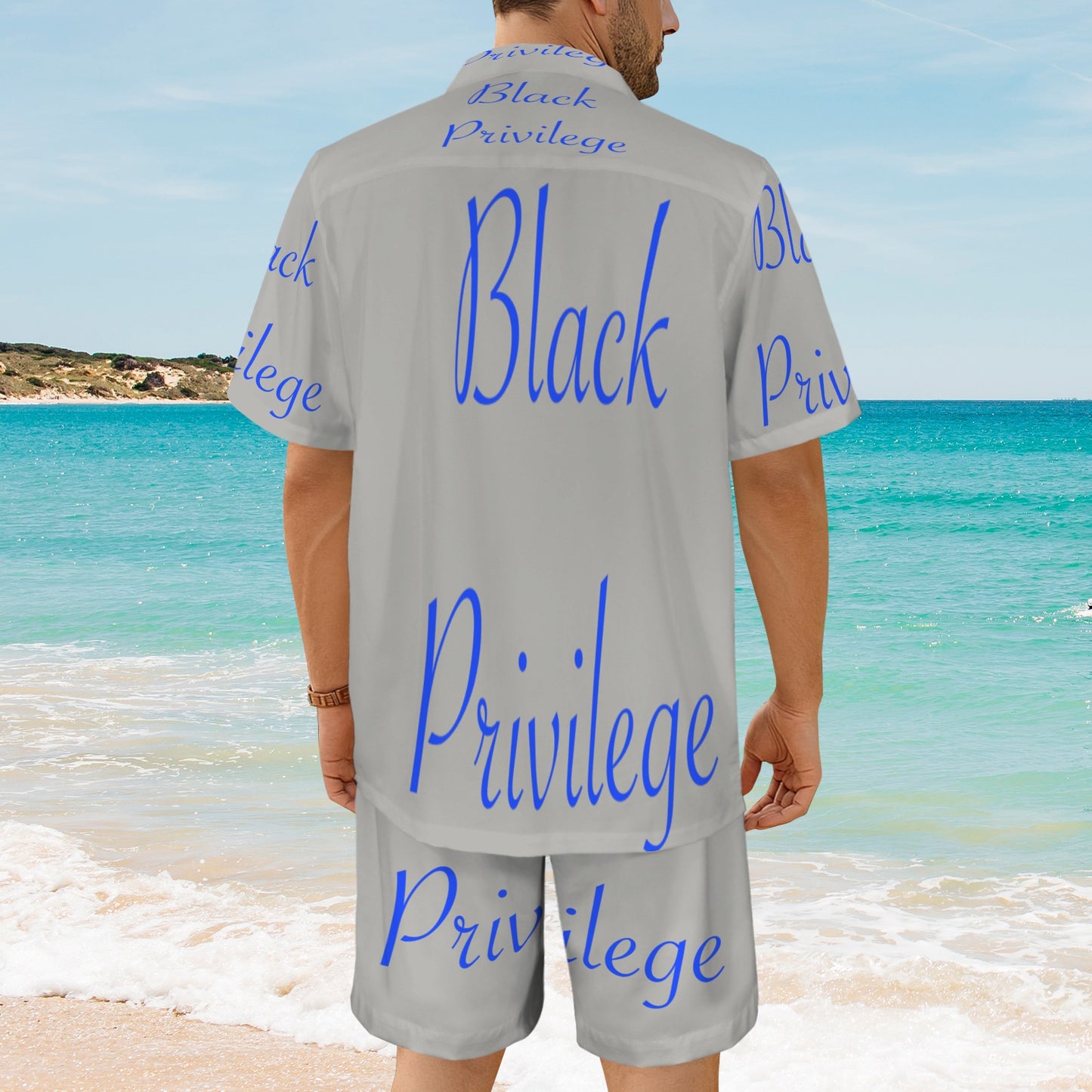m gray white Men's Shirt and Shorts Outfit
