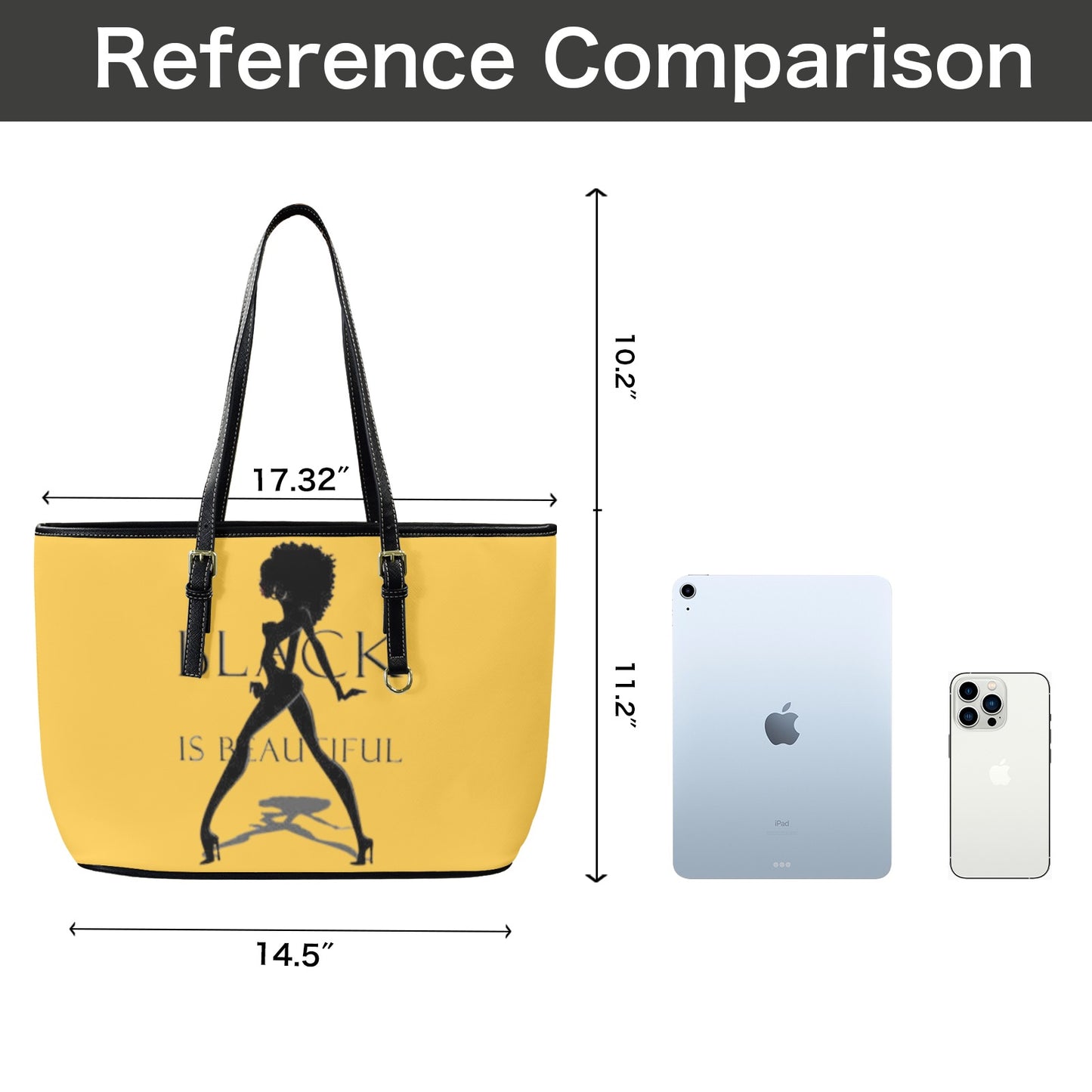 redid tote bag gold Leather Tote Bag-Large (Front&Back Printing) (1651)
