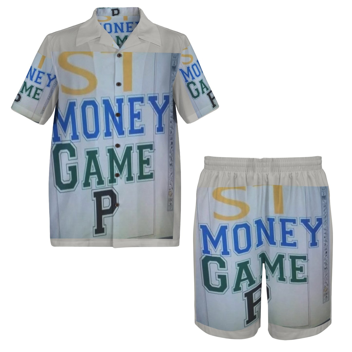 m gray white Men's Shirt and Shorts Outfit