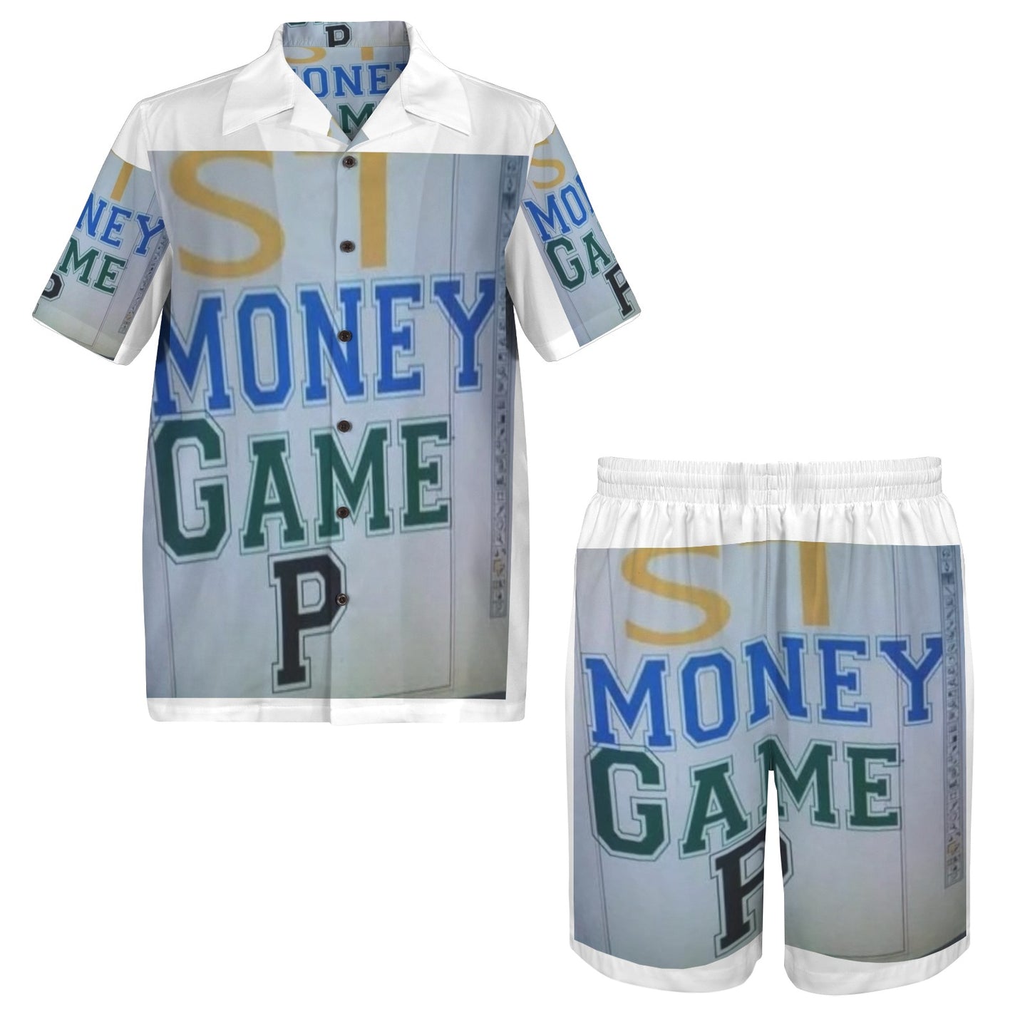 m gray white Men's Shirt and Shorts Outfit