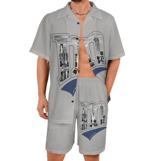 m gold gray Men's Shirt and Shorts Outfit
