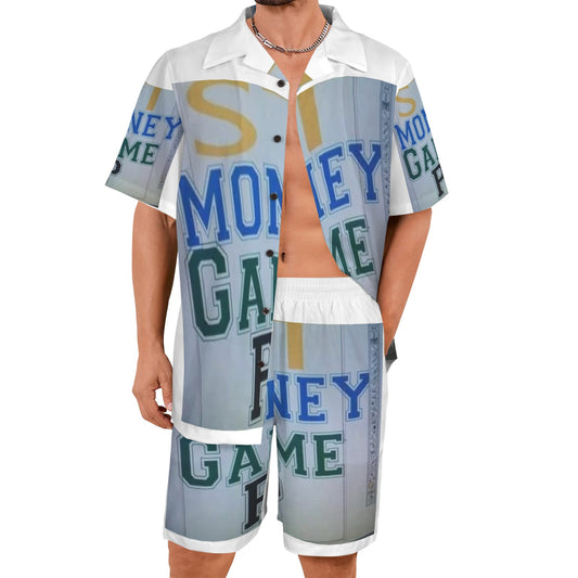 m gray white Men's Shirt and Shorts Outfit