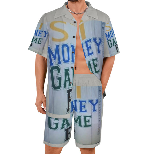 m gray white Men's Shirt and Shorts Outfit