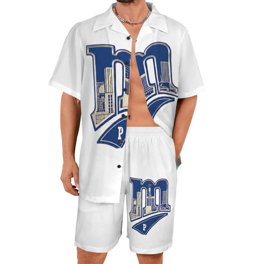 m gray white Men's Shirt and Shorts Outfit