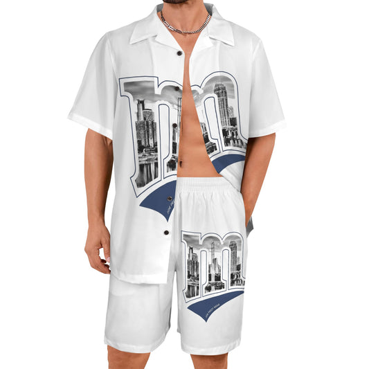 m gold gray Men's Shirt and Shorts Outfit