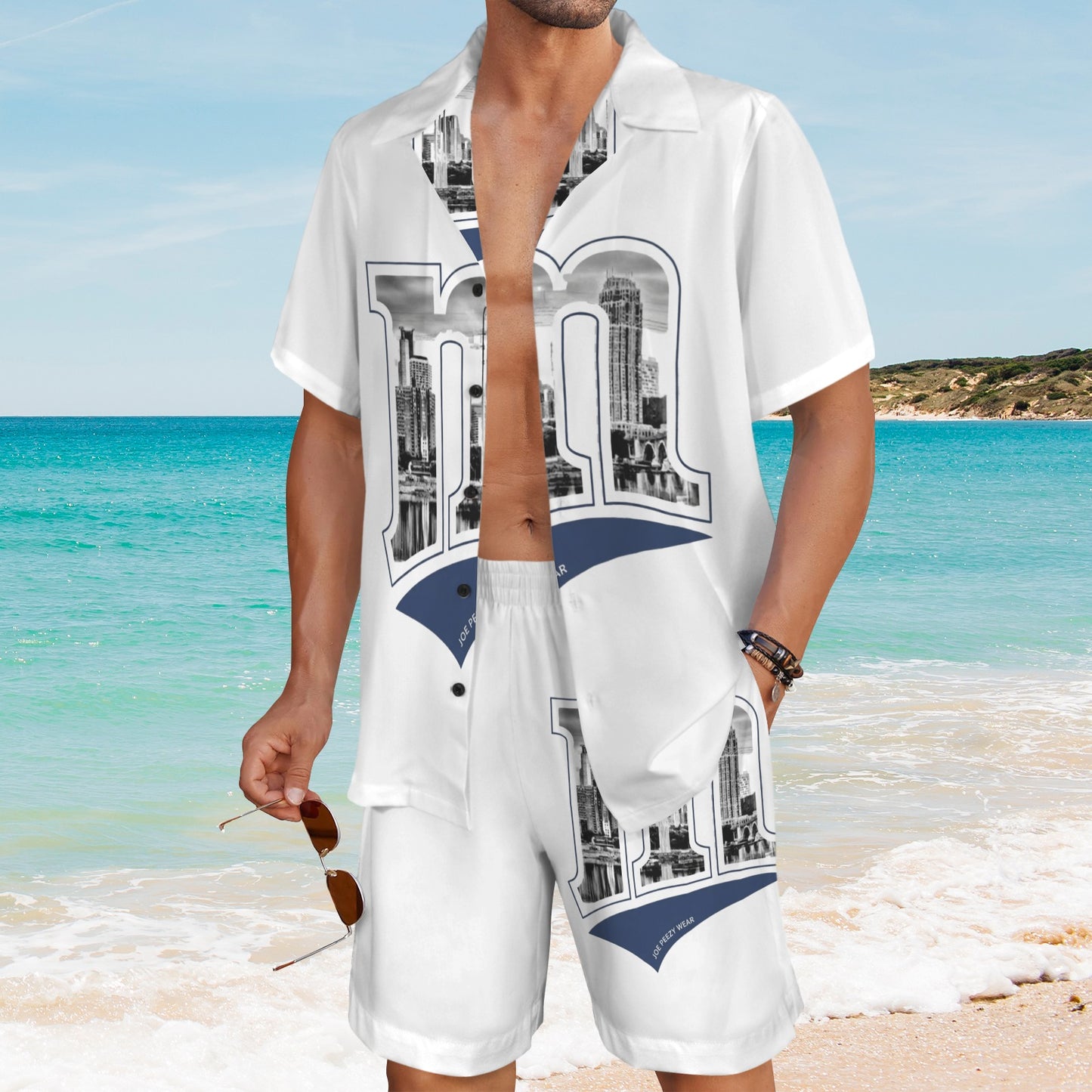 m gold gray Men's Shirt and Shorts Outfit