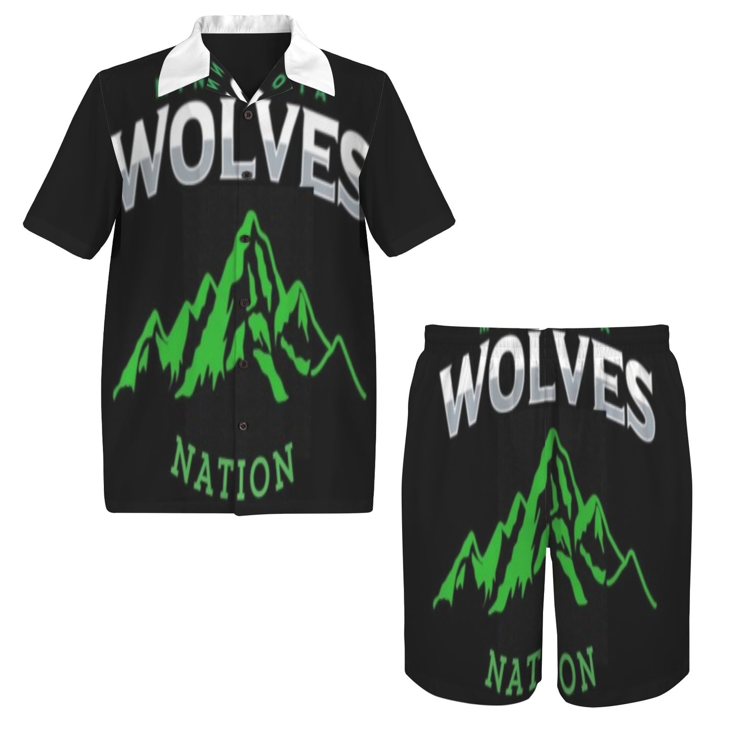 tw redid white color/black 2 piece Men's Shirt and Shorts Outfit