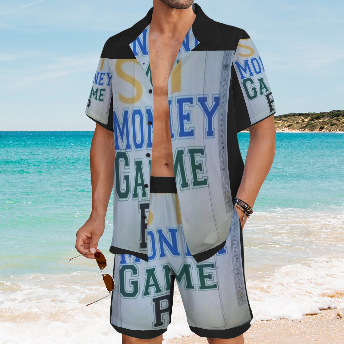 m gray white Men's Shirt and Shorts Outfit