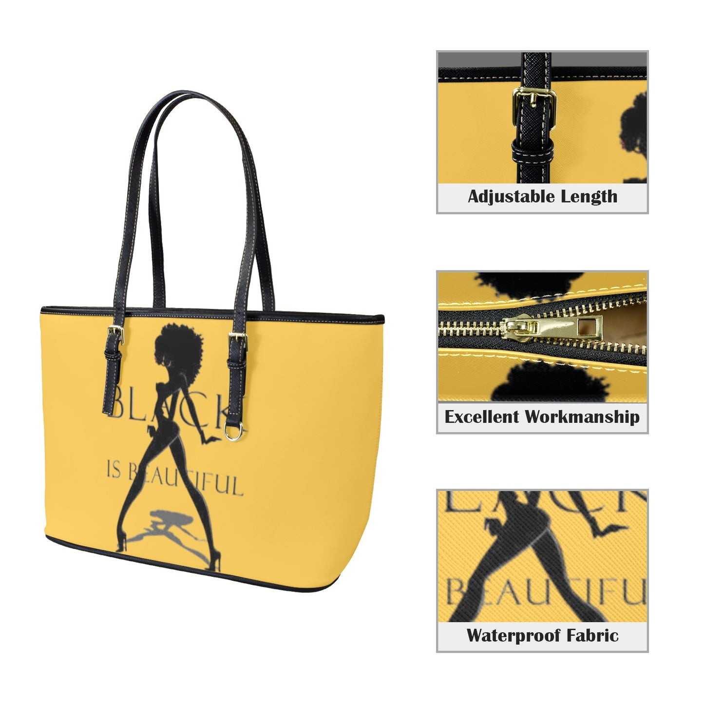 redid tote bag gold Leather Tote Bag-Large (Front&Back Printing) (1651)