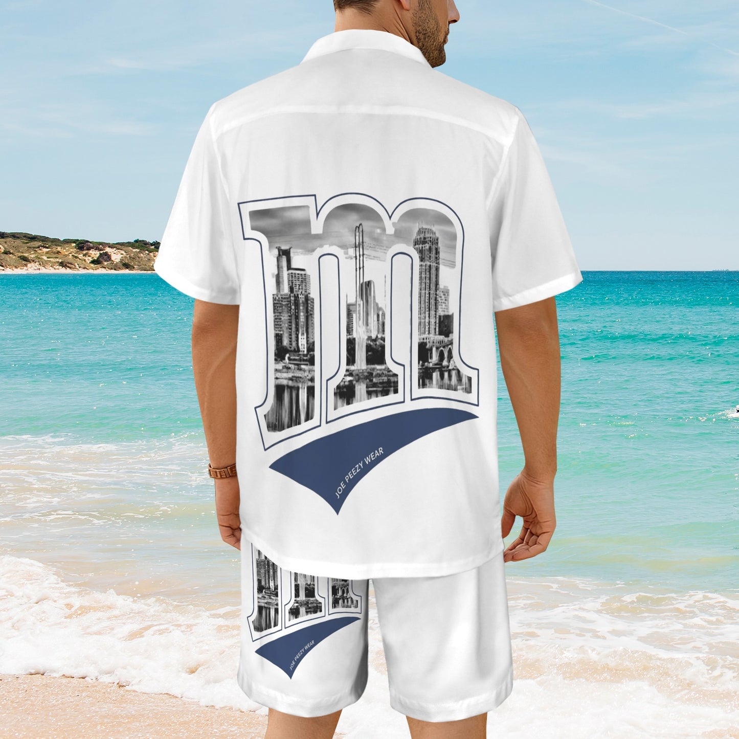 m gold gray Men's Shirt and Shorts Outfit